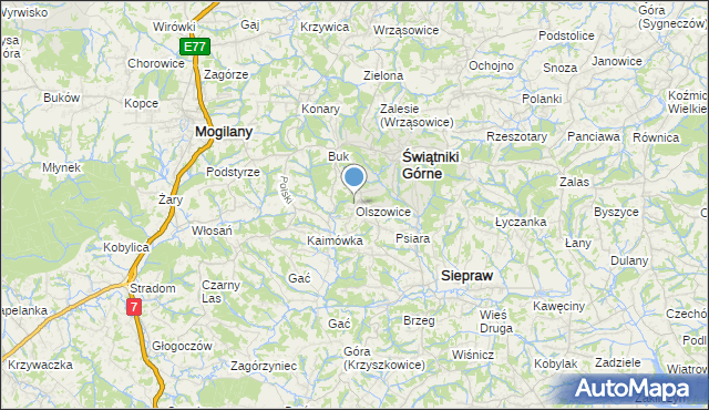 mapa Olszowice, Olszowice na mapie Targeo